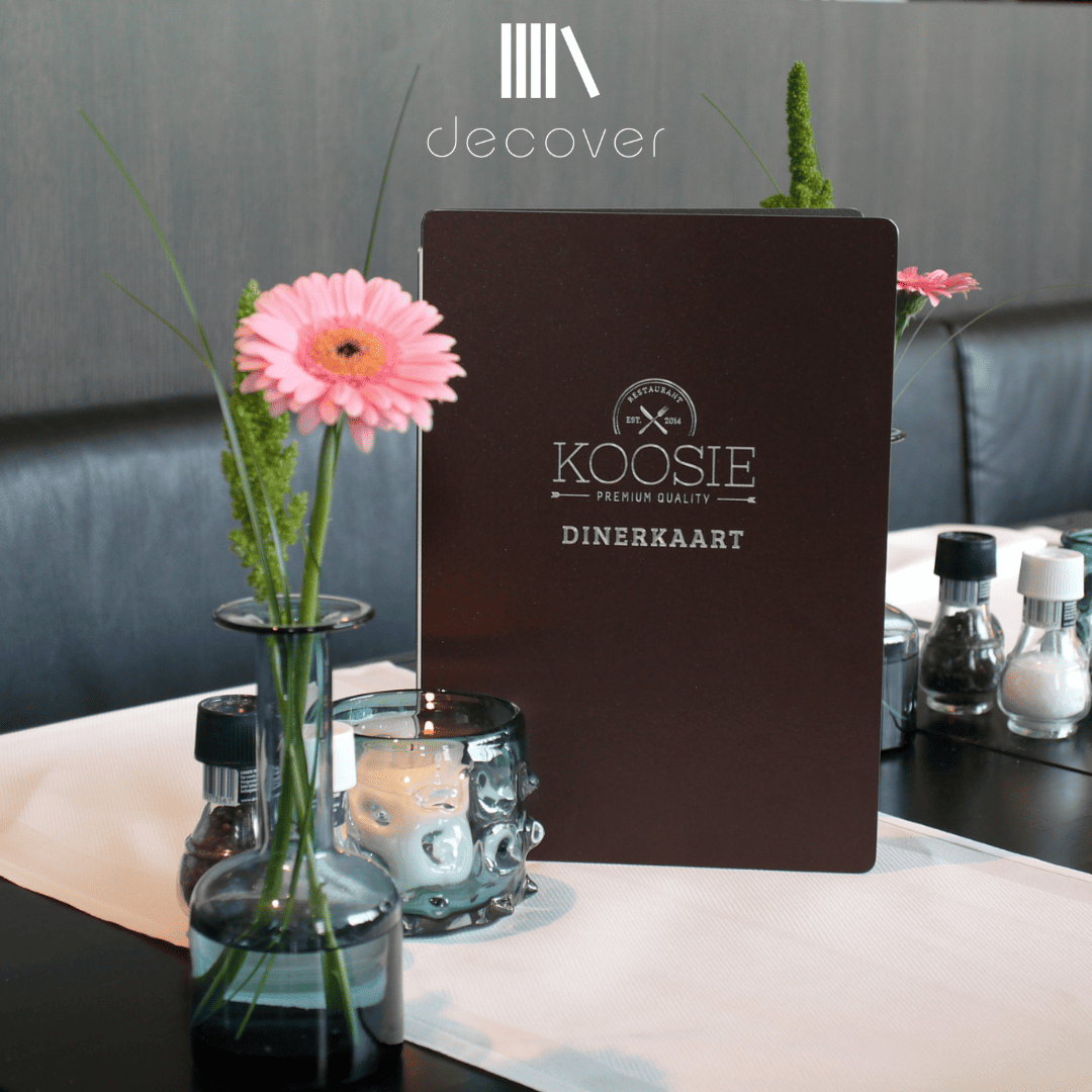 Gecoate menukaart A5 koffiebruin met elastiek